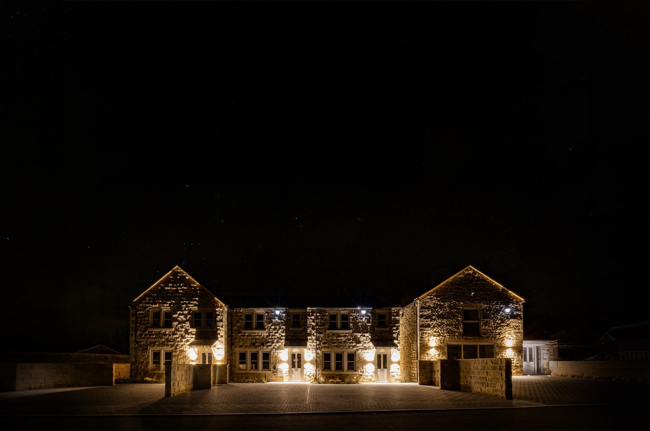 Exterior lighting installation on a residential property
